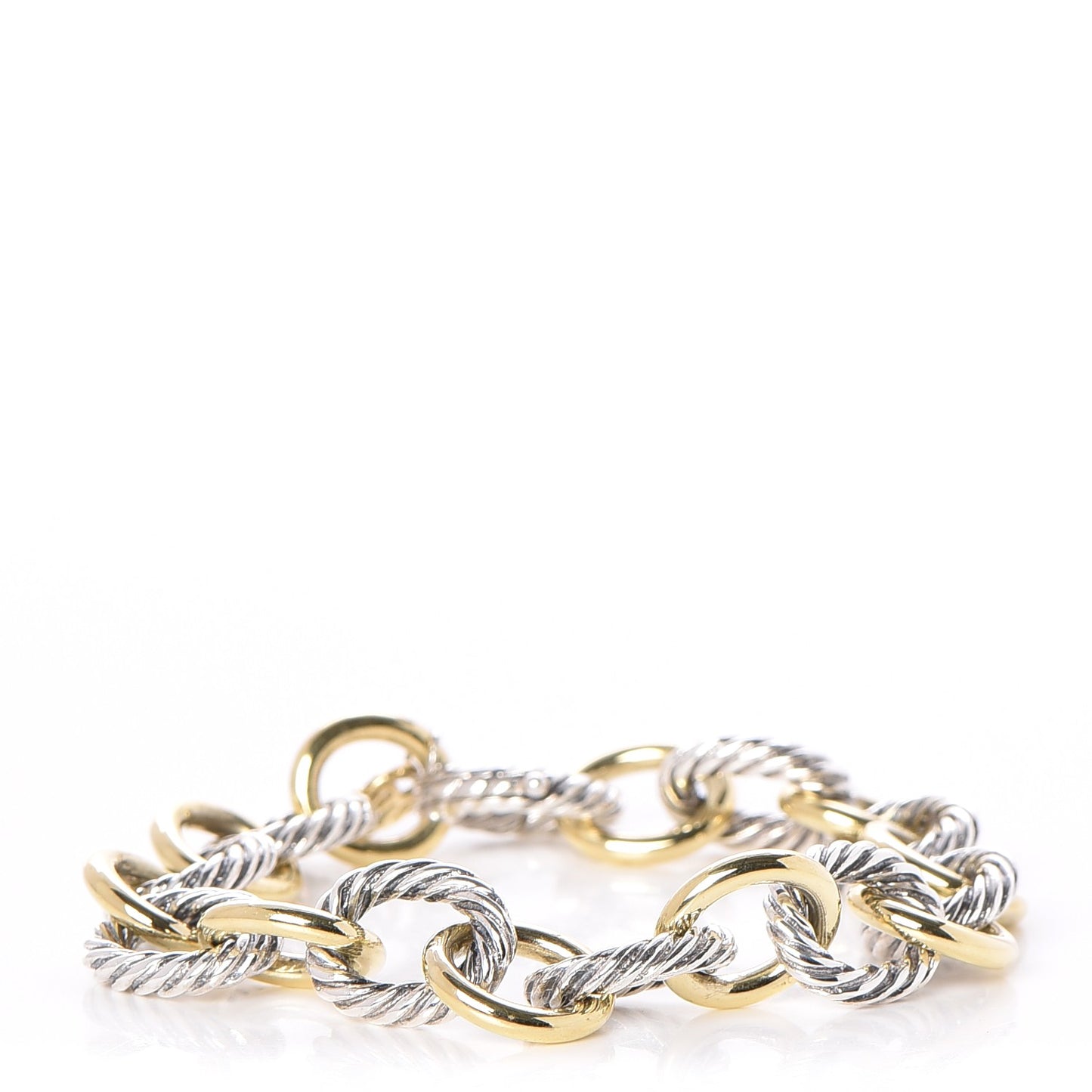 Sterling Silver 18K Yellow Gold 12mm Large Oval Link Bracelet