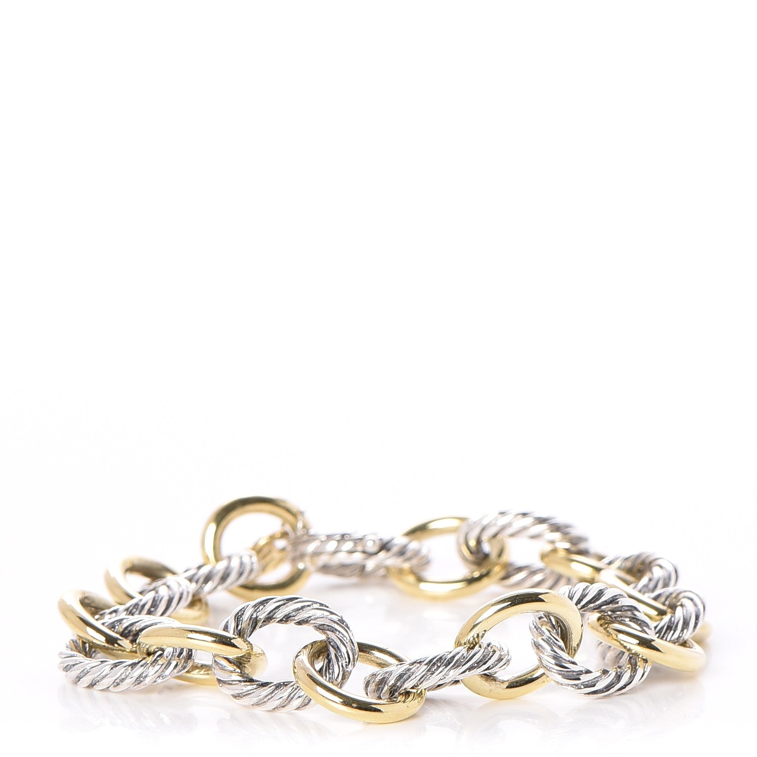 David Yurman Sterling Silver 18K Yellow Gold 12mm Large Oval Link Bracelet 1 of 6