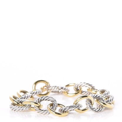 David Yurman Sterling Silver 18K Yellow Gold 12mm Large Oval Link Bracelet 1 of 6