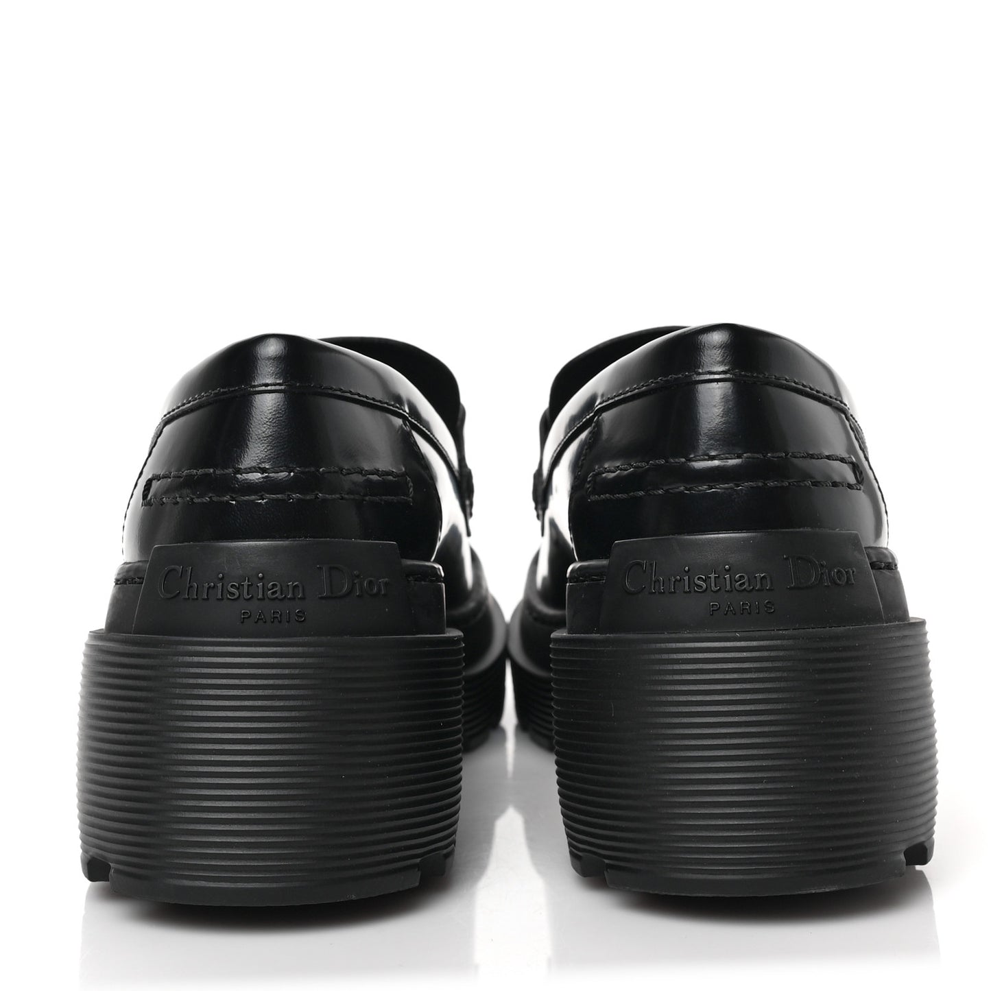 Brushed Calfskin Rubber Dior Code Cap Toe Lug Sole 15mm Loafers 36.5 Black