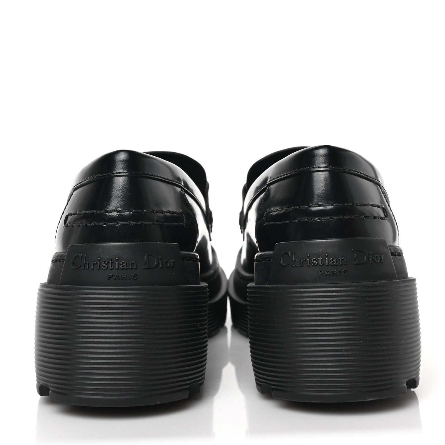 Christian Dior Brushed Calfskin Rubber Dior Code Cap Toe Lug Sole 15mm Loafers 36.5 Black 5 of 8