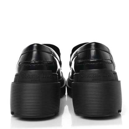 Christian Dior Brushed Calfskin Rubber Dior Code Cap Toe Lug Sole 15mm Loafers 36.5 Black 5 of 8