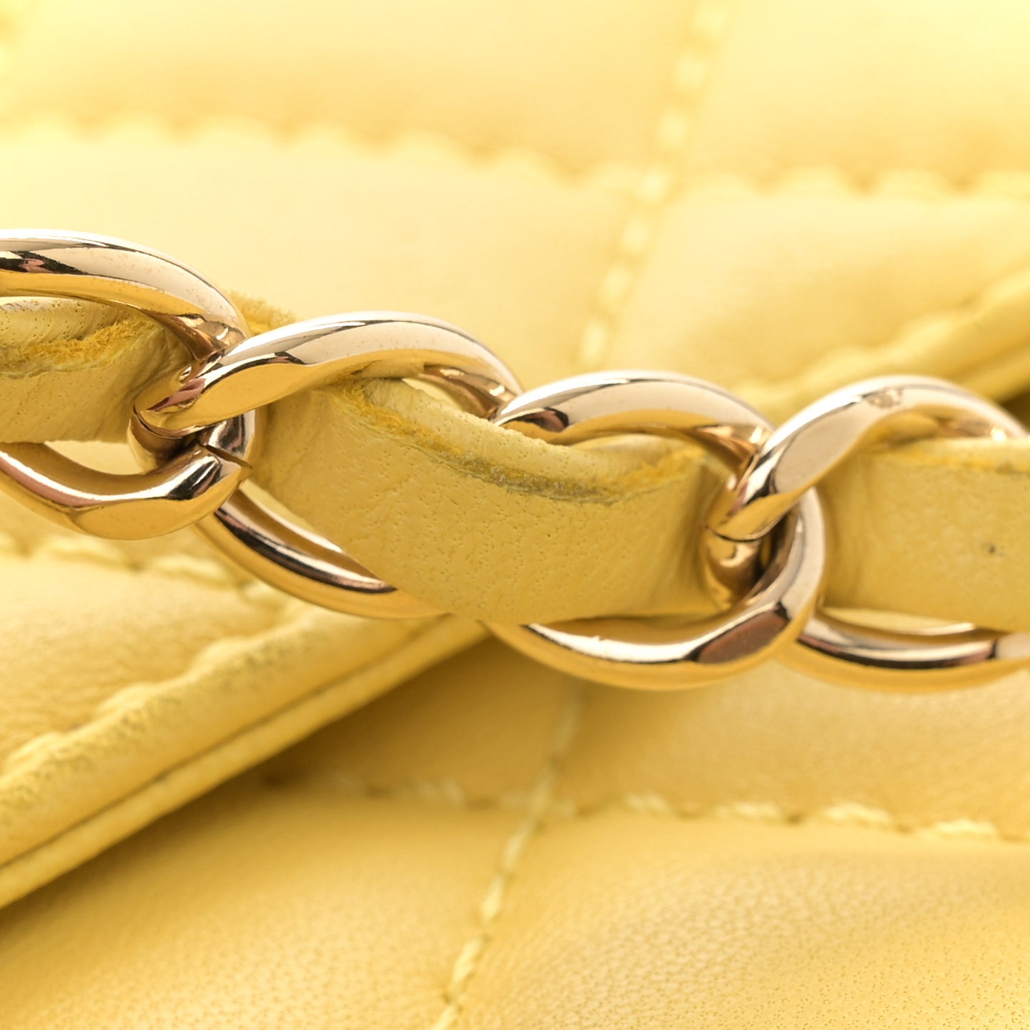 Calfskin Quilted Reissue Medium Camera Case  Yellow