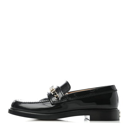 Chanel Shiny Calfskin Logo Loafers 36 Black 1 of 6
