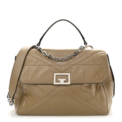 Givenchy Creased Patent Calfskin Medium ID Flap Beige 1 of 9