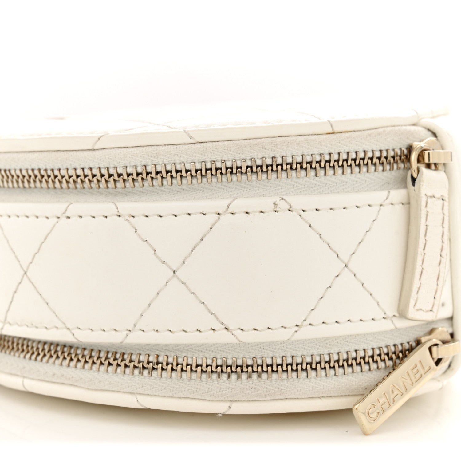 Chanel Lambskin Quilted Round Handle With Care Vanity With Chain White 9 of 11
