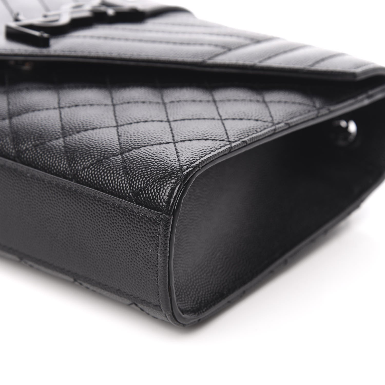 Saint Laurent Grain De Poudre Textured Mixed Matelasse Triquilt Medium Monogram Satchel Black 8 of 9