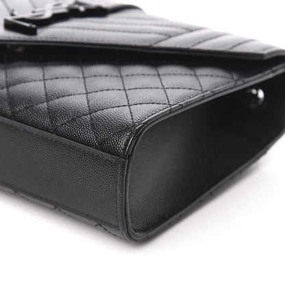 Saint Laurent Grain De Poudre Textured Mixed Matelasse Triquilt Medium Monogram Satchel Black 8 of 9