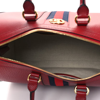 Gucci Textured Dollar Calfskin Web Medium Savoy Duffle Bag Red 5 of 10