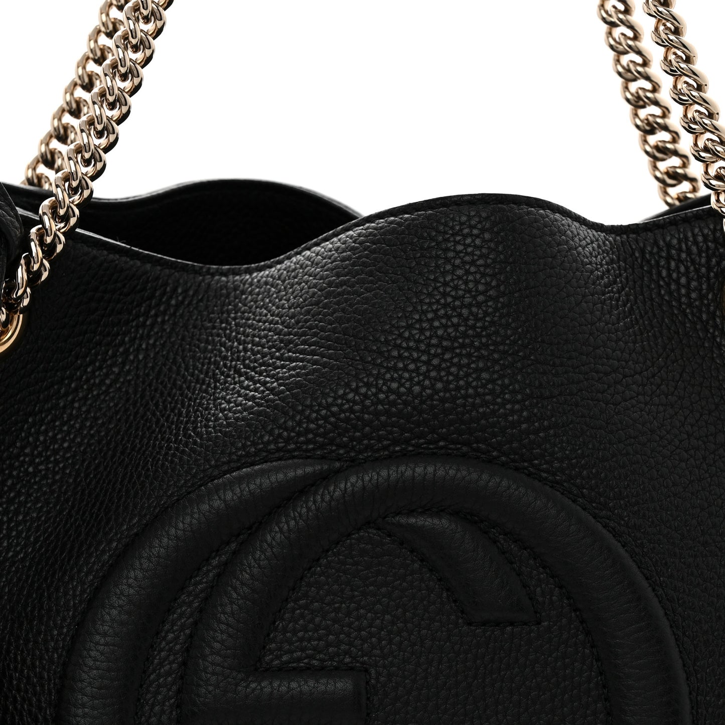 Pebbled Calfskin Medium Soho Chain Shoulder Bag Black