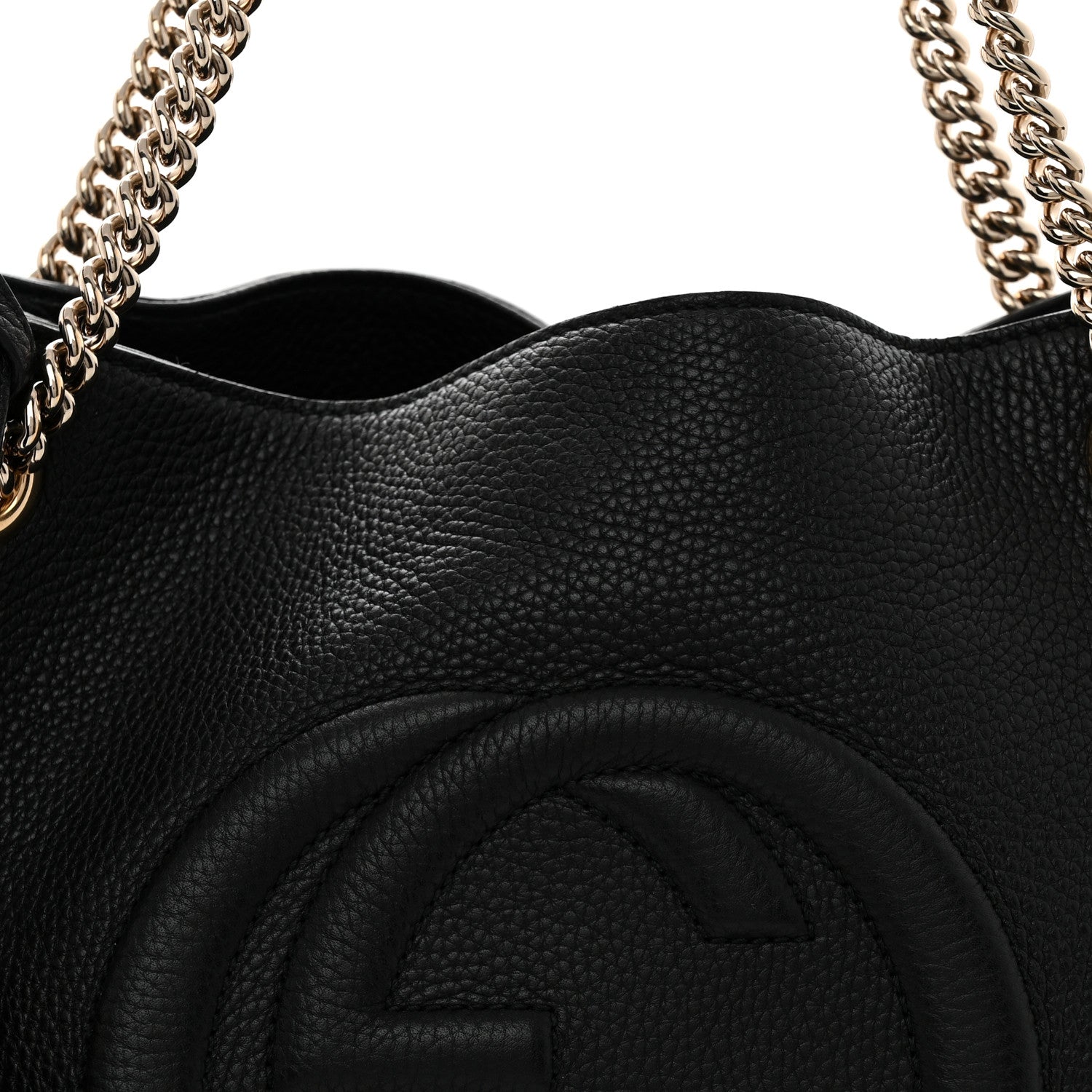 Gucci Pebbled Calfskin Medium Soho Chain Shoulder Bag Black 7 of 12