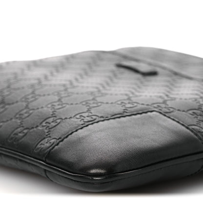 Gucci Guccissima Flat Messenger Bag Black 10 of 11