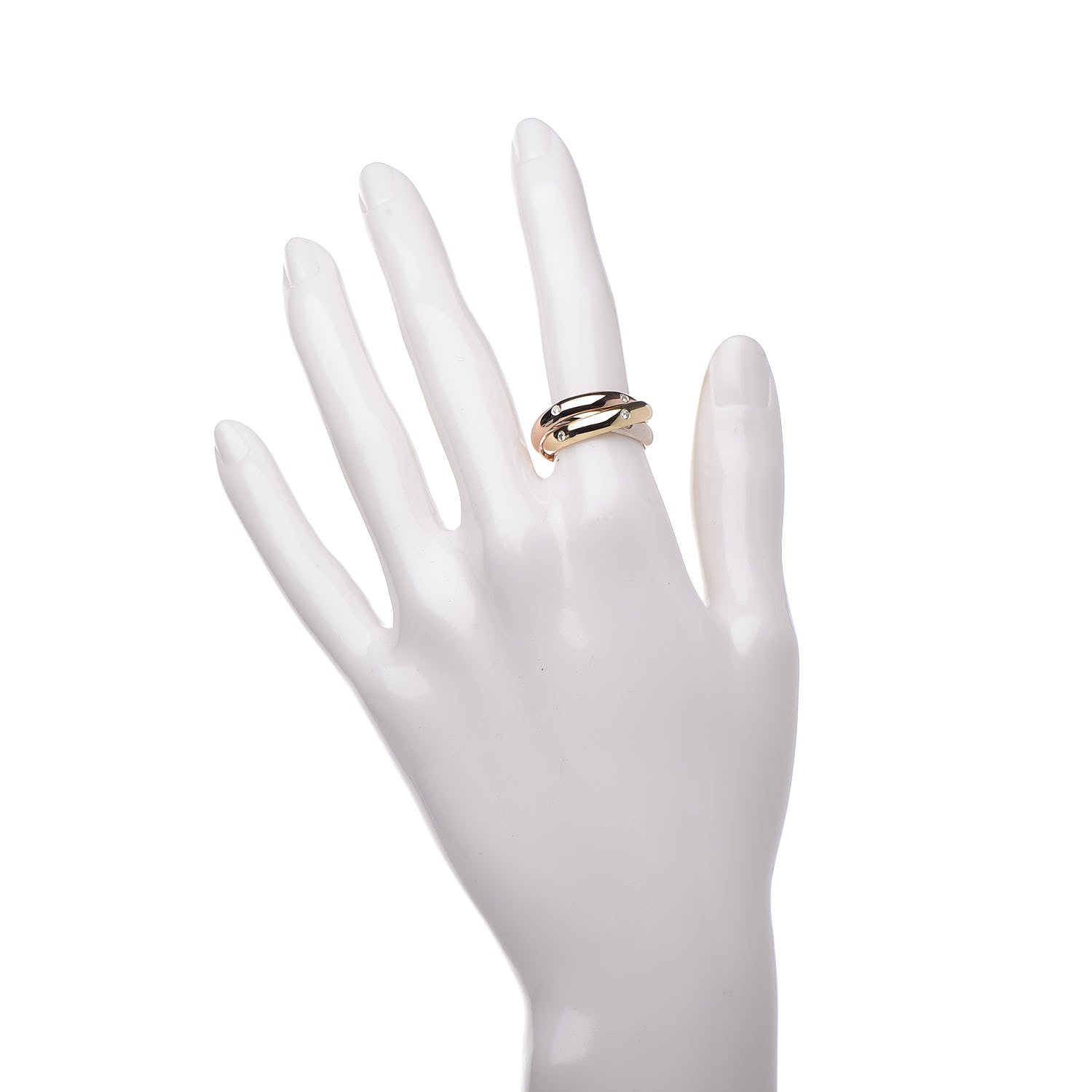 Cartier 18K Pink Yellow White Gold Diamond Medium Trinity Ring 51 5.75 2 of 4