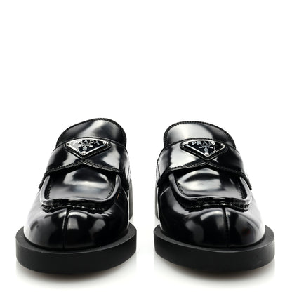 Prada Spazzolato Metal Triangle Logo 40mm Loafer Mules 36.5 Black 3 of 9
