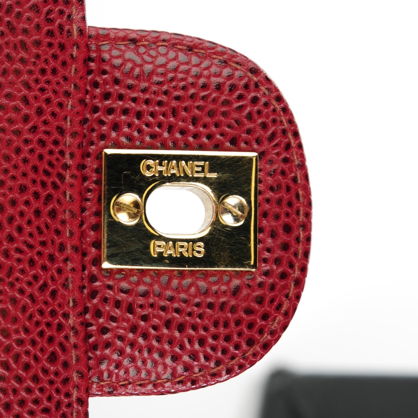 Caviar Quilted Jumbo Single Flap Dark Red