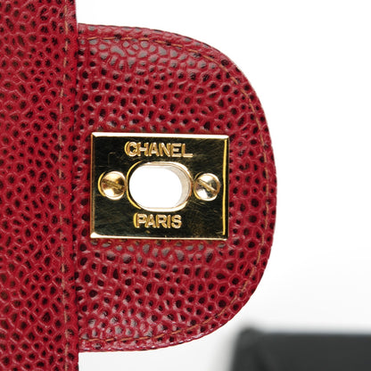 Chanel Caviar Quilted Jumbo Single Flap Dark Red 5 of 8