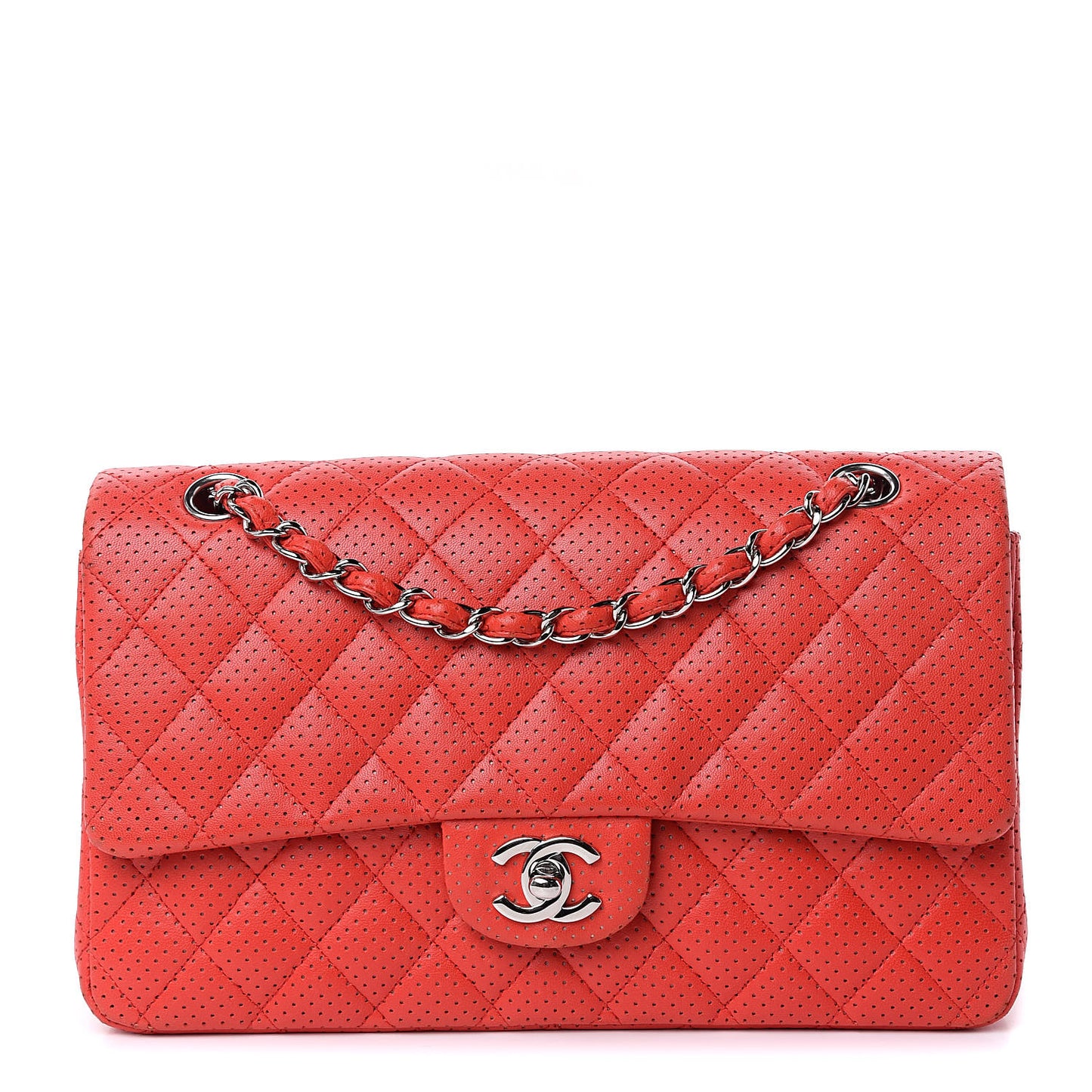Lambskin Perforated Medium Flap Red