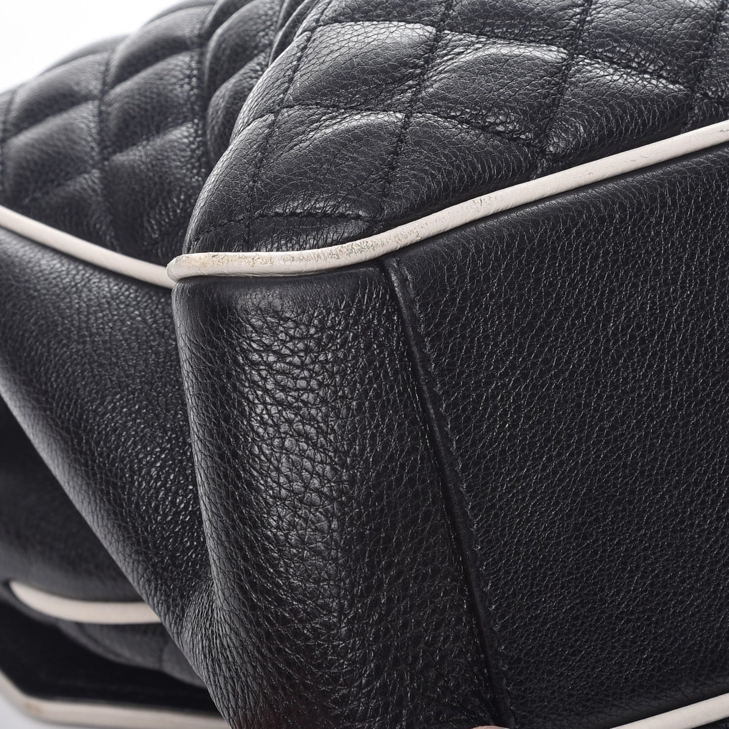 Calfskin Mixed Matelasse Triquilt Large Monogram Envelope Satchel Black White