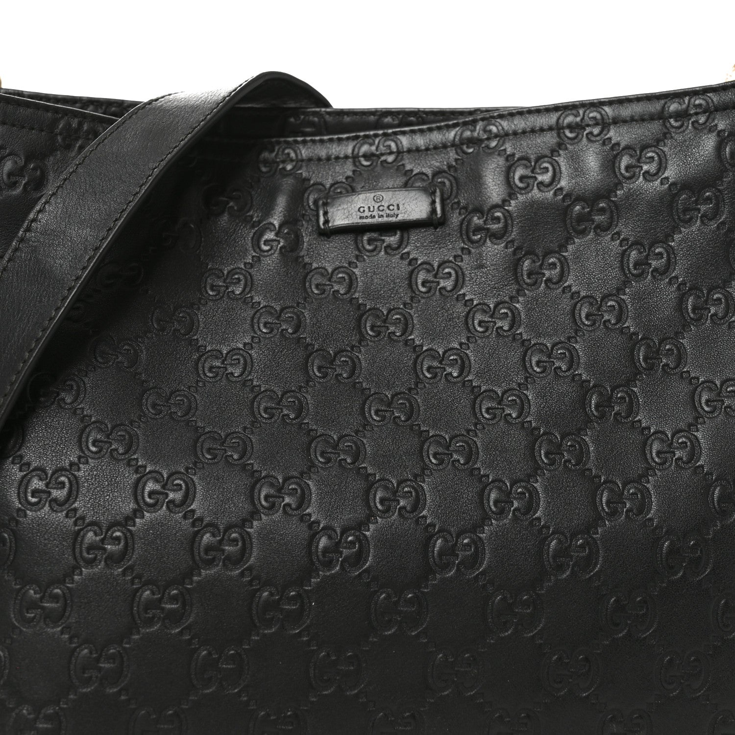 Gucci Guccissima Medium Flat Messenger Bag Black 8 of 10