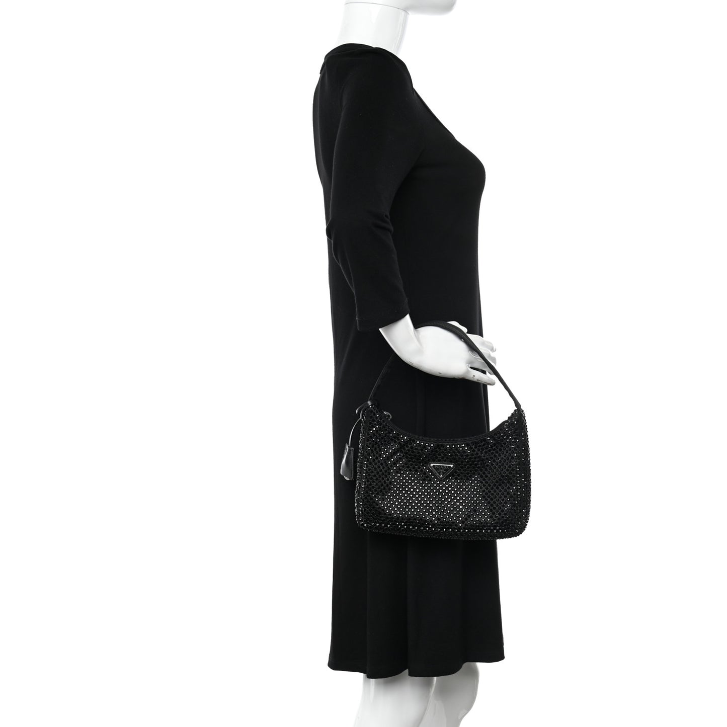 Satin Crystal Mini Re-Edition 2000 Bag Black