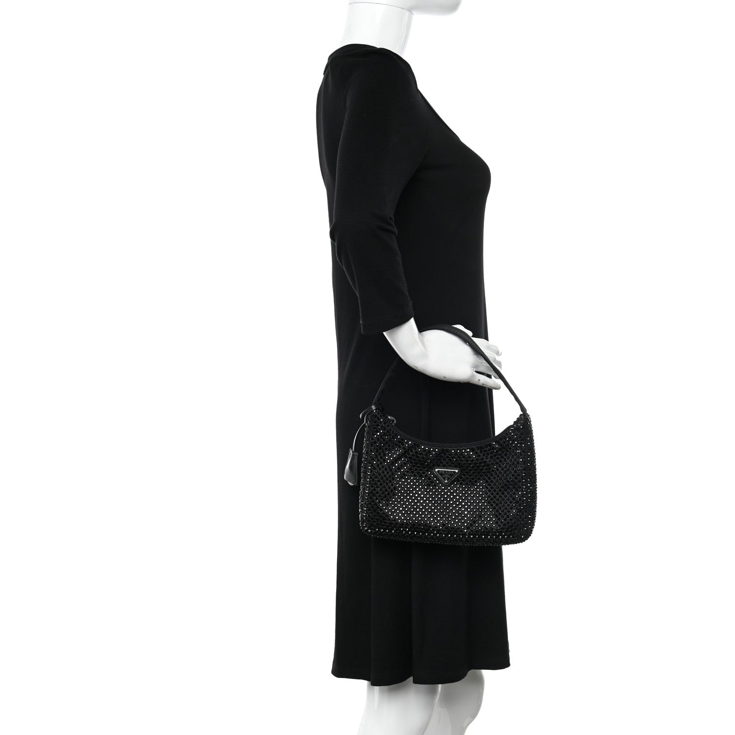 Prada Satin Crystal Mini Re-Edition 2000 Bag Black 2 of 12