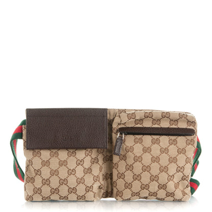 Gucci GG Monogram Double Pocket Belt Bag Dark Brown 1 of 8