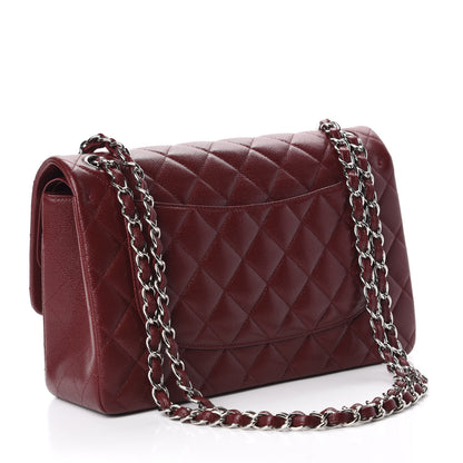 Chanel Caviar Quilted Jumbo Double Flap Dark Red 3 of 10