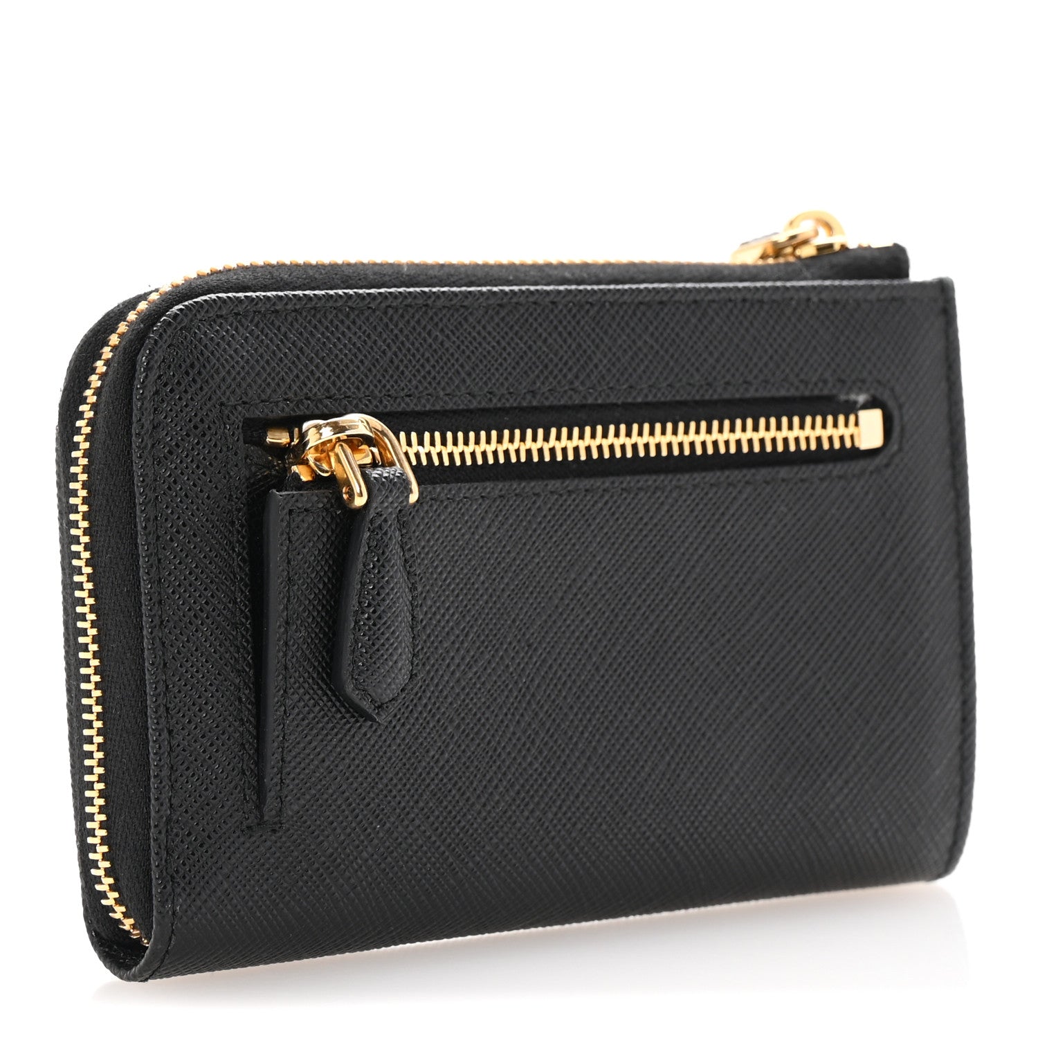 Prada Saffiano Triangle Zip Around Keychain Black 3 of 7