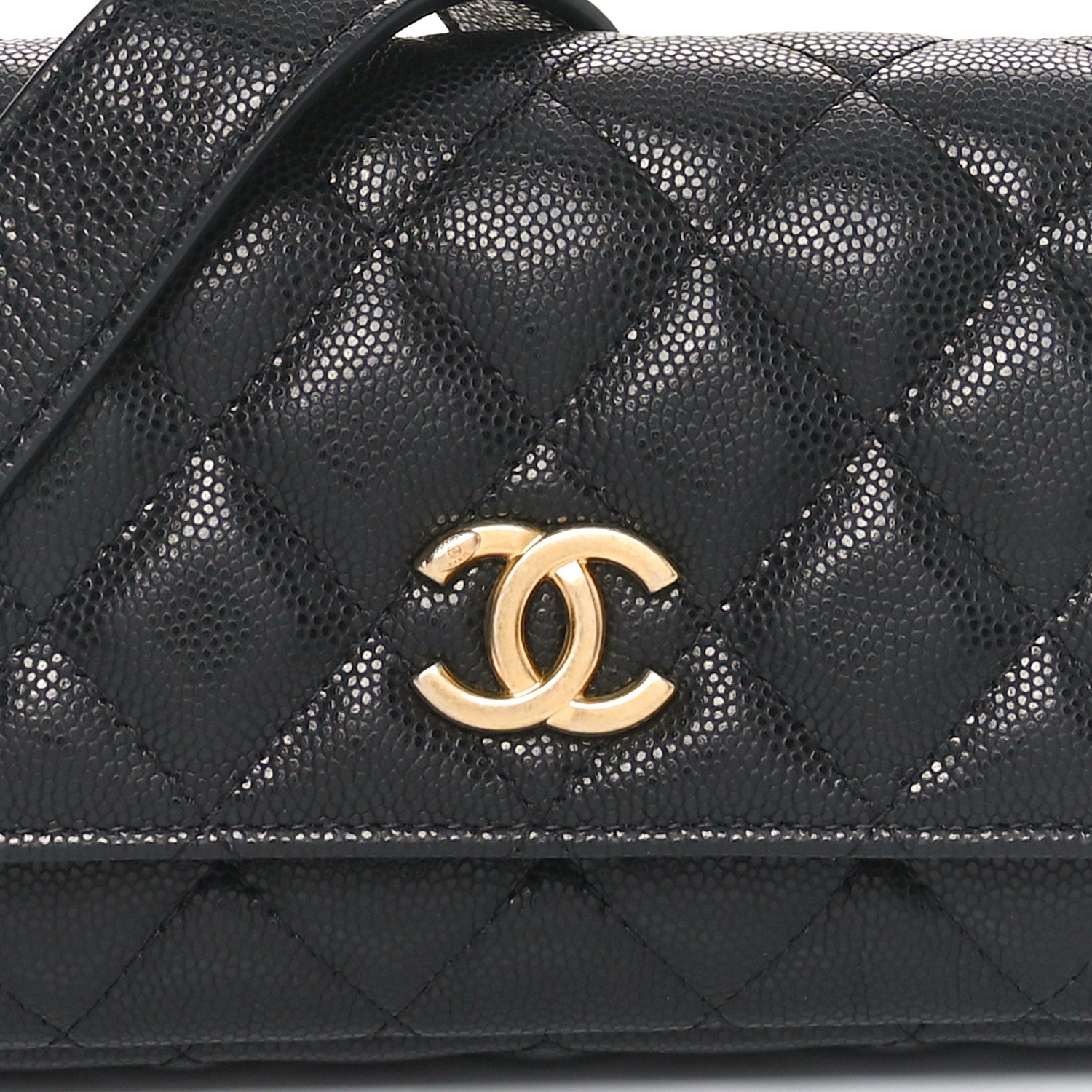Chanel Caviar Quilted Yours Buttons Phone Holder With Chain Black 9 of 12