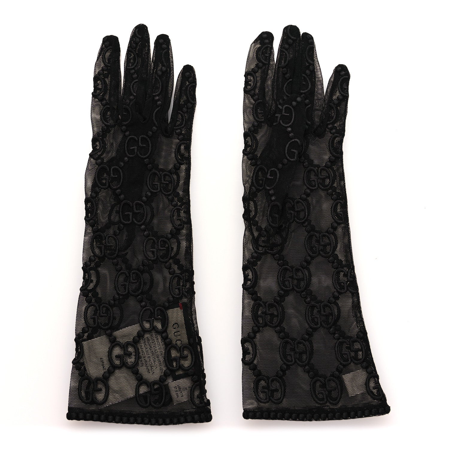 Gucci GG Monogram Tule Sheer Gloves S Black 2 of 4