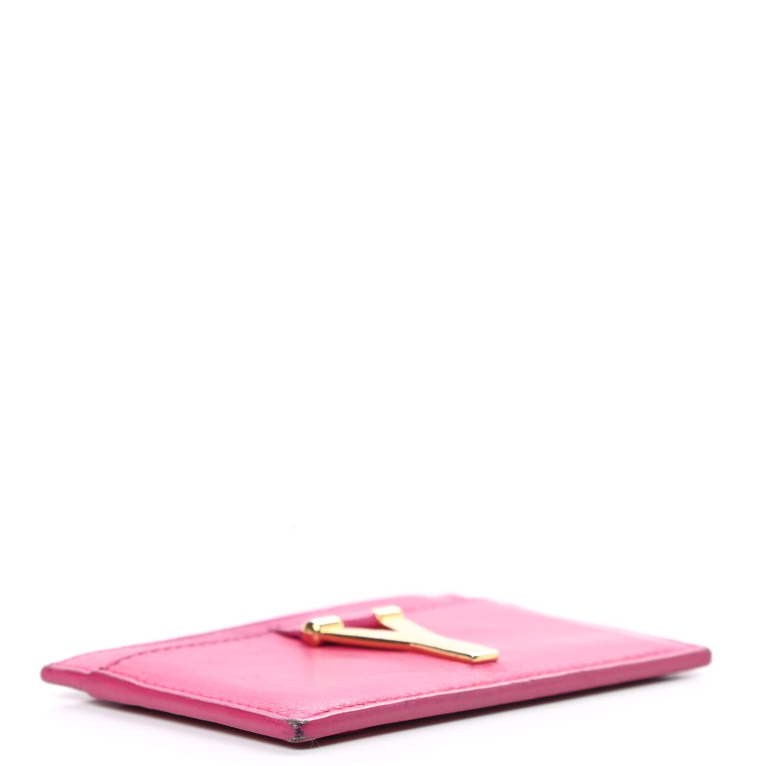 Saint Laurent Calfskin Classic Y Card Case Fuchsia 4 of 15