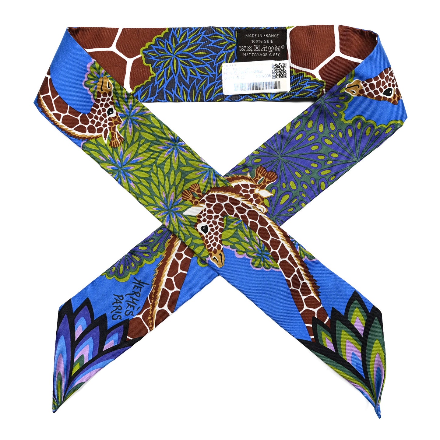 Silk The Three Graces Twilly Bleu Vert Marron