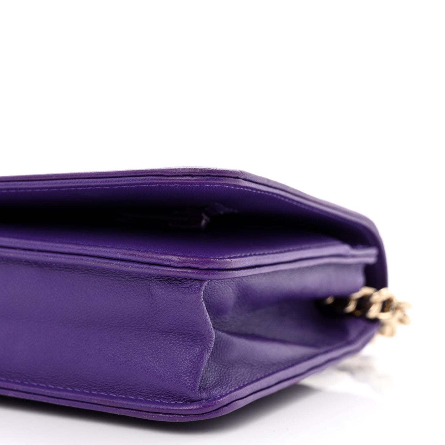 Lambskin Quilted Boy Wallet On Chain WOC Purple
