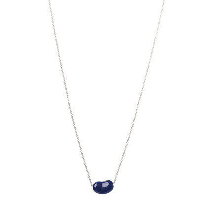 Tiffany 18K Yellow Gold Lapis Lazuli Elsa Peretti Bean Pendant Necklace 1 of 10