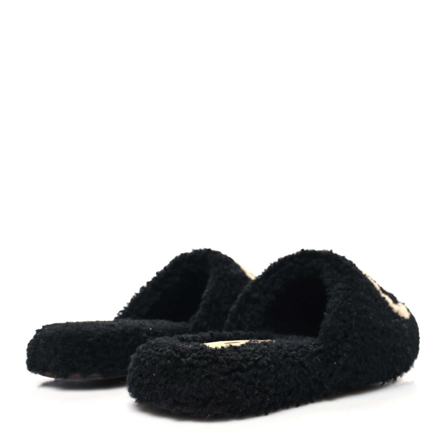 Shearling Interlocking G Womens Eileen Slippers 35 Black Butterscotch