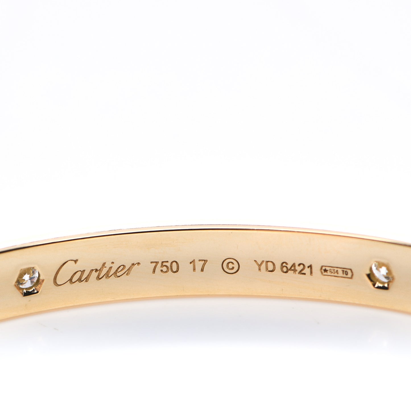 18K Yellow Gold 4 Diamond LOVE Bracelet 17