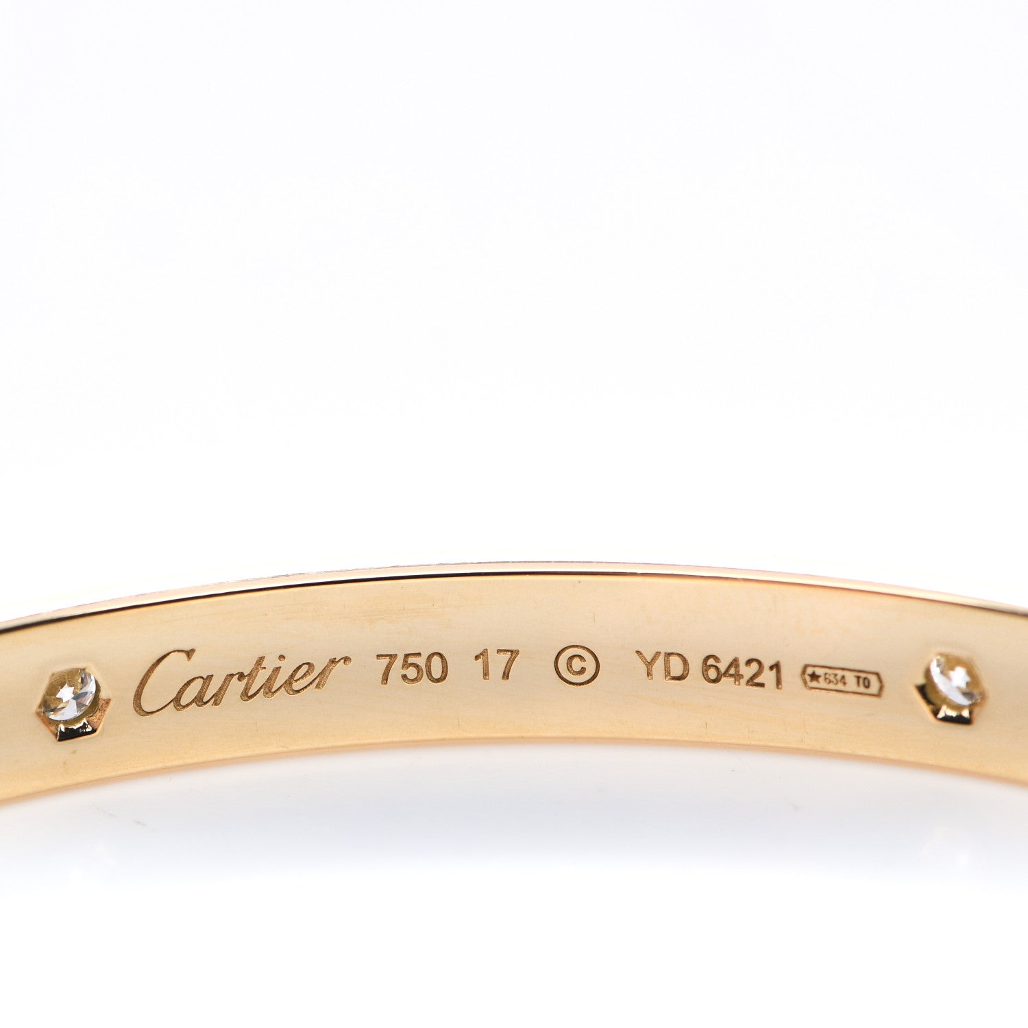 Cartier 18K Yellow Gold 4 Diamond LOVE Bracelet 17 4 of 7