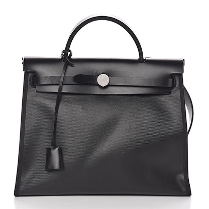 Hermes Toile H Berline Vache Hunter Herbag Zip PM 31 Black Ecru 3 of 18