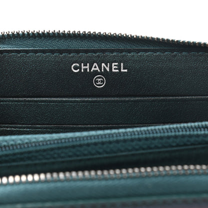 Chanel Iridescent Caviar Quilted Medium Filigree Zip Around Wallet Dark Turquoise 6 of 8