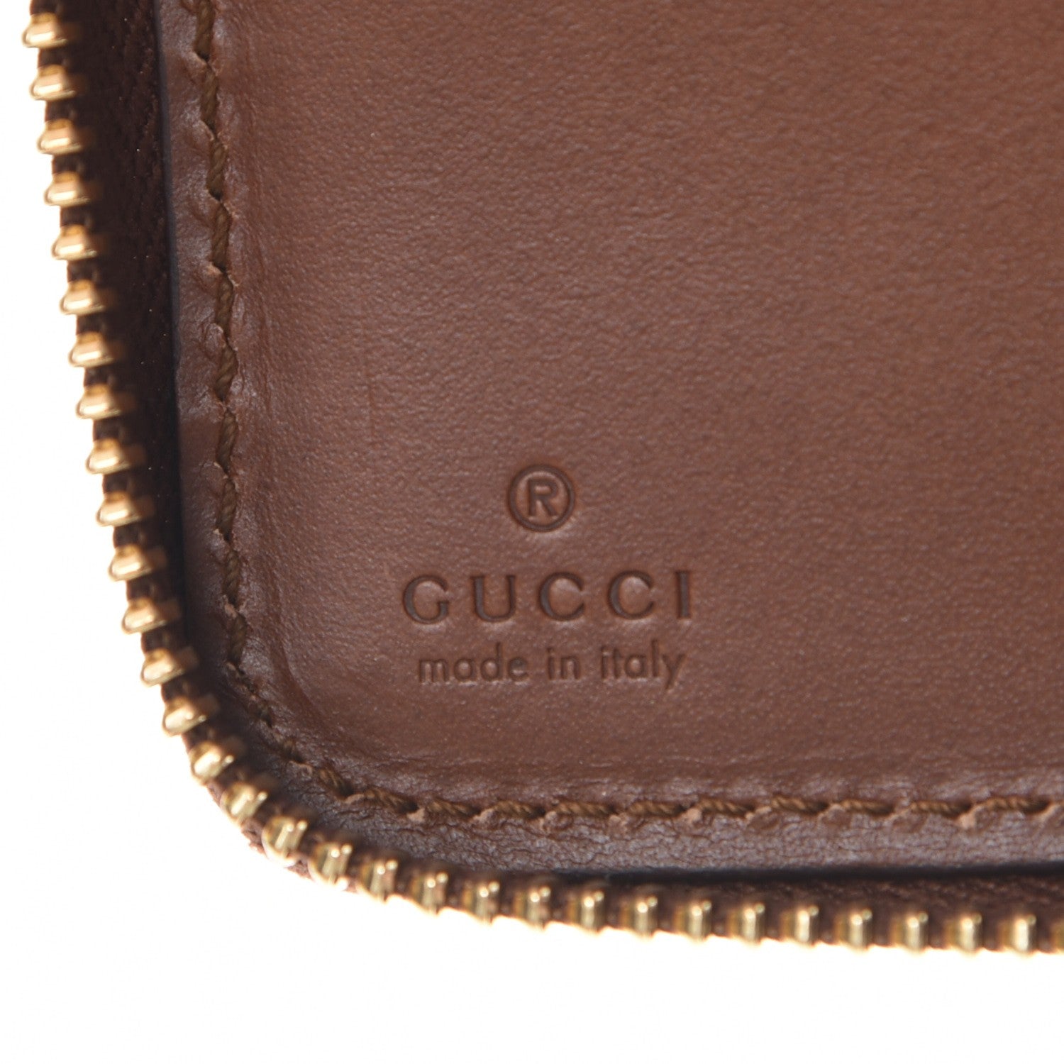Gucci GG Supreme Monogram Cuoio Toscano Zip Around Organizer Wallet Beige Ebony Cuir 6 of 8