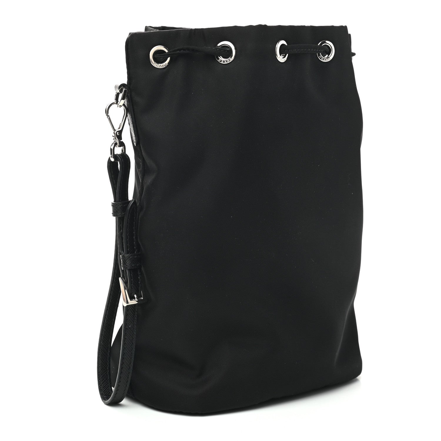 Prada Saffiano Tessuto Nylon Vela Bucket Wristlet Black 3 of 8