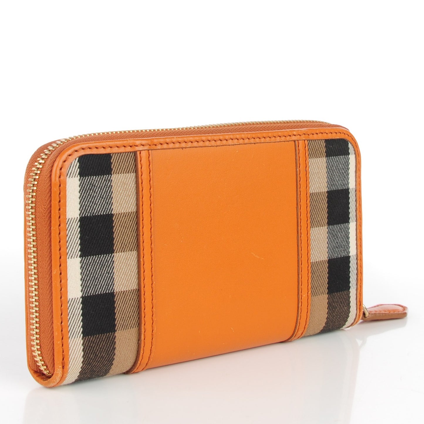 House Check Large Sartorial Ziggy Zip Around Wallet Copper Orange