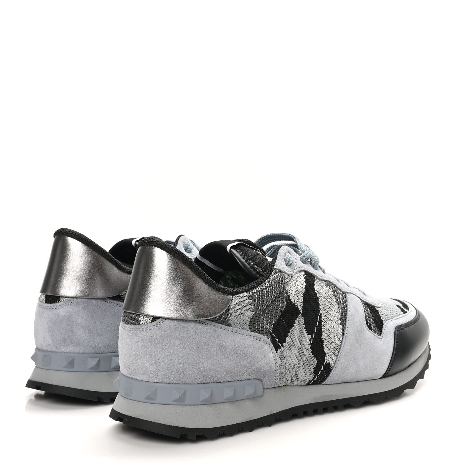 Valentino Garavani Mesh Suede Camouflage Mens Rockrunner Sneakers 10 Grey 5 of 9