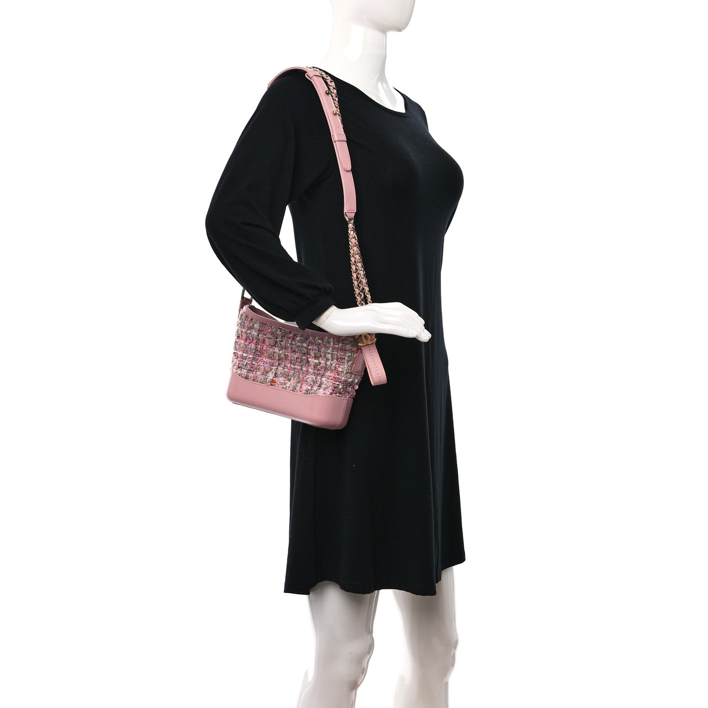 Tweed Calfskin Small Gabrielle Hobo Light Pink
