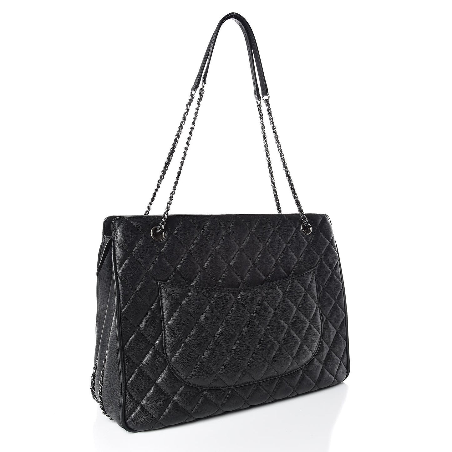 Calfskin Quilted Frame In Chain Tote Black