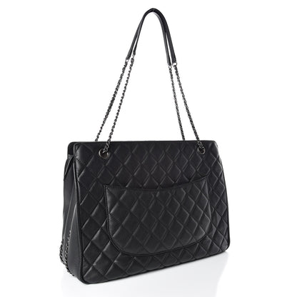 Chanel Calfskin Quilted Frame In Chain Tote Black 3 of 10
