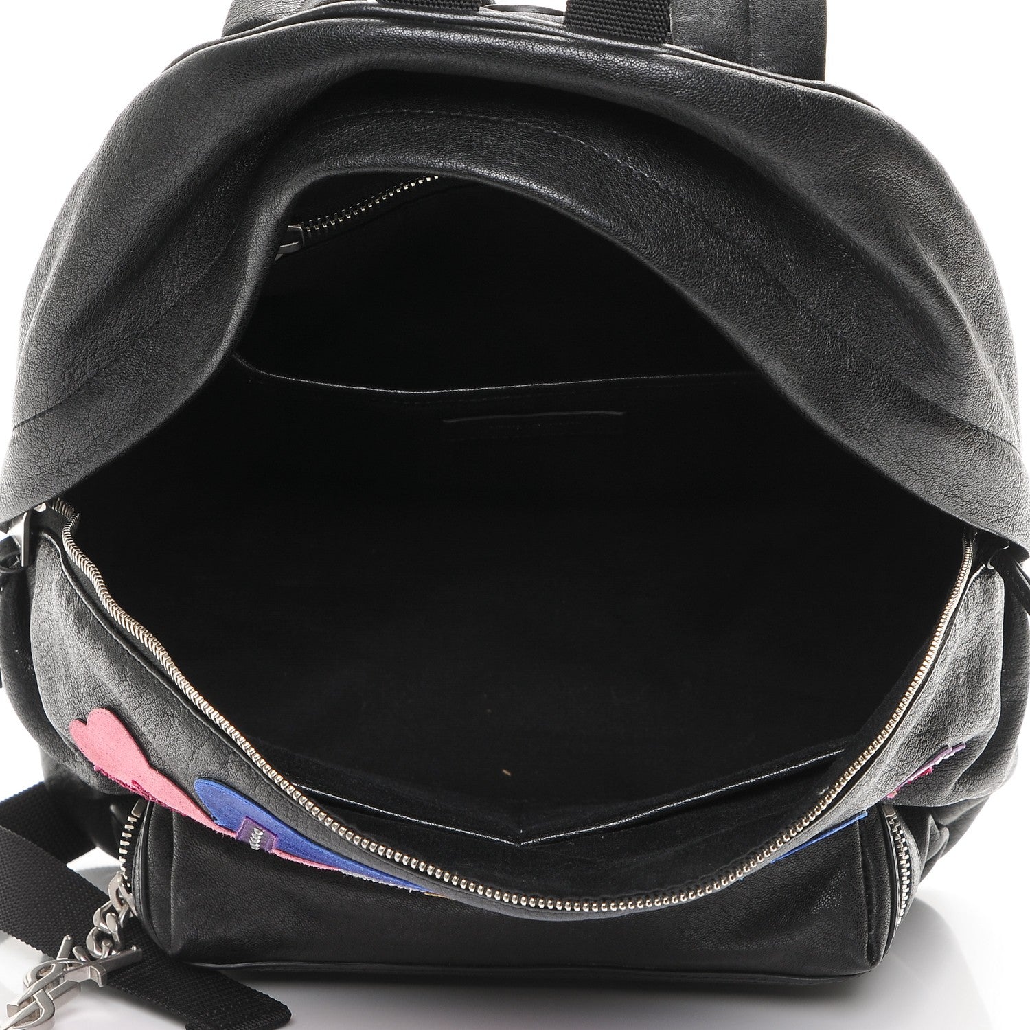 Saint Laurent Sheepskin Love Appliqué Mini City Backpack Black 5 of 7
