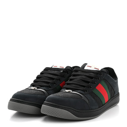 Gucci Calfskin Nylon GG Monogram Calfskin Web Mens Screener Sneakers 8.5 Black 4 of 10