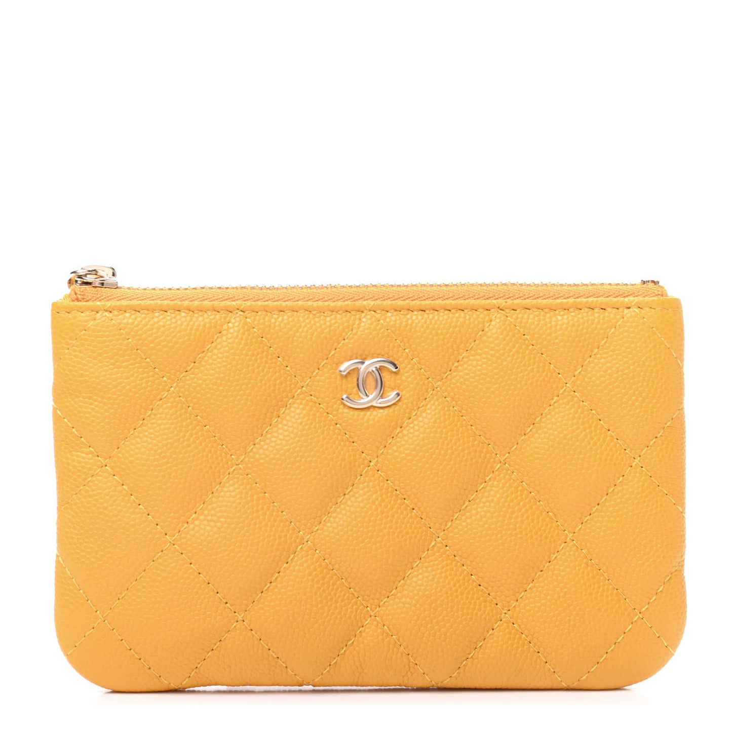 Caviar Quilted Small Cosmetic Case Yellow