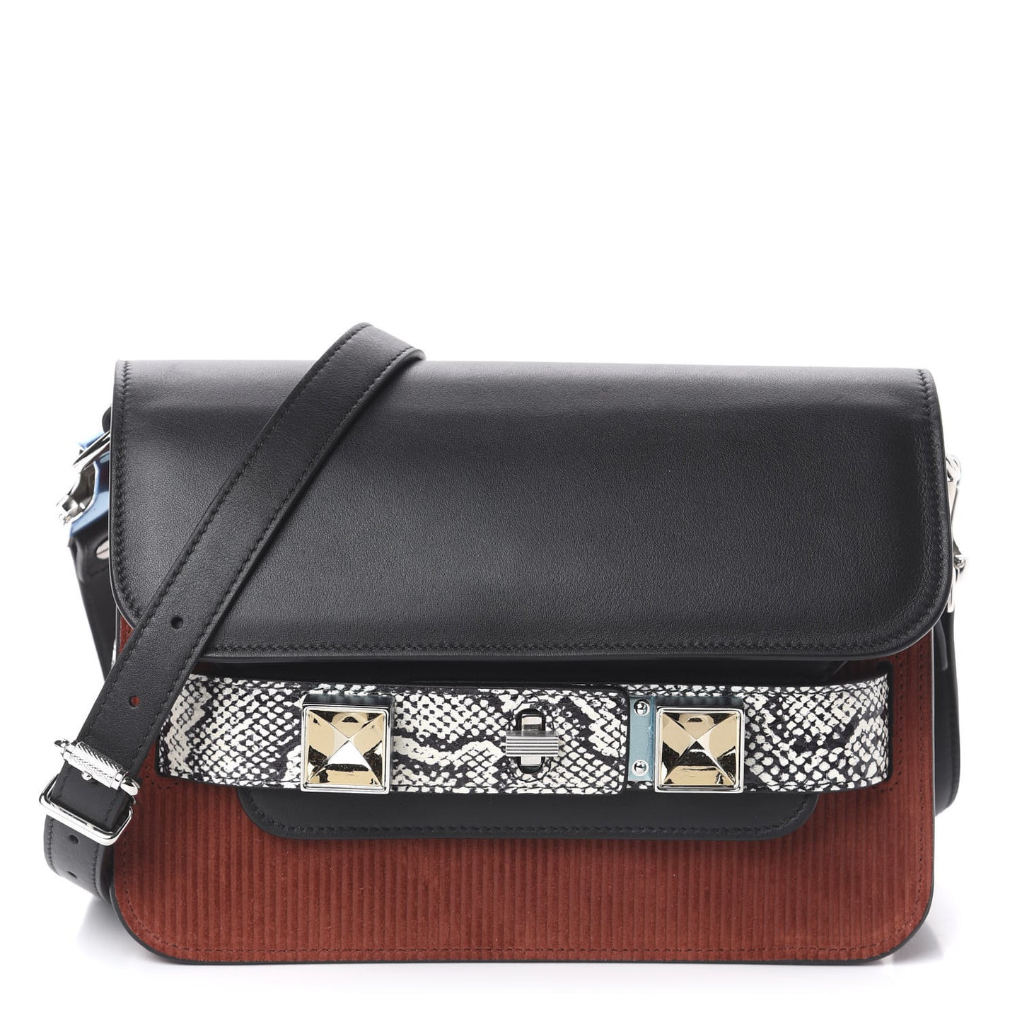 Corduroy Suede Elaphe Mini PS11 Classic Shoulder Bag Russet Black